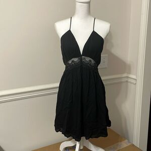 NWOT Lulu's Black Lined Halter Dress Lace Tie Size M Medium